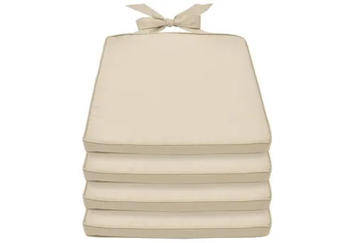 Beautissu Stuhlkissen Pia 4er Set, Natur - Stuhlkissen für Komfort und Stil, 45x40x5cm, waschbar bis 30 Grad, ideal für Gartenmöbel oder Esszimmerstühle.