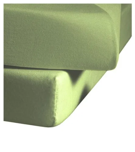 fleuresse Jenny C Jersey-Spannlaken, jadegrün - Spannbetttuch aus 100% Baumwolle, Größe 100 x 220 cm, mit praktischem Rundumgummi für perfekten Sitz, waschbar bei 60°, trocknergeeignet und bügelfrei.