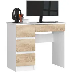 Raumhirsch Furniture Schreibtisch Weiß, 90x77x50 cm, mit 4 Schubladen - Moderner Schreibtisch mit kompakten Maßen und elegantem Design. Ideal für kleine Räume, bietet er viel Stauraum durch 4 geräumige Schubladen und sorgt für Ordnung in Ihrem Arbeitsbereich.