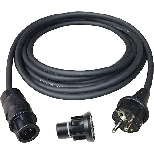efaso Solar 5m Elektrokabel AC mit Betteri BC01 auf Schuko Steckdose zum AC-Anschluss von Mikrowechselrichtern an eine Schuko-Steckdose, 5 Meter lang IP 68