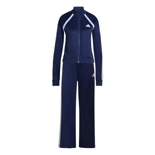 adidas Damen TEAMSPORT TRACKSUIT, dunkelblau/weiß, XL - Sportliche Kombination aus schmal geschnittener Jacke und regulär geschnittener Hose. Ideal für aktive Tage, mit praktischen Taschen und hohem Tragekomfort durch elastische Details.