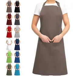 EllaTex Schürze Kochschürze Kellnerschürze Bistroschürze Küchenschürze Grillschürze Latzschürze 100% Baumwolle Damen / Herren / UNISEX, Far... - Braun