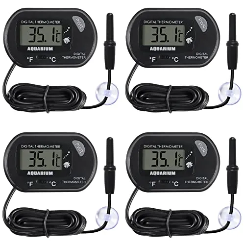 AITRIP 4 Pack digitales Aquarium-Thermometer, Aquarium-Thermometer, Wasserthermometer mit großem LCD-Display, Reptilien-Thermometer für Aquarium-Wasser-Terrarium