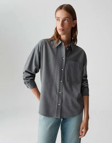 OPUS Hemdbluse FLANILLA aus weichem Flanell lockere Passform, dezente Struktur, Knopfleiste