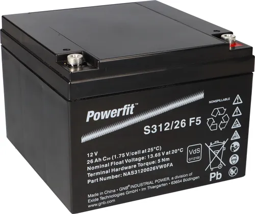 Exide Powerfit Bleiakku AGM 12V 26Ah S312/26 F5 von Exide