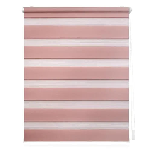 Lichtblick Doppelrollo Klemmfix ohne Bohren, Streifen, Blickdicht, Klemmträger-Montage, Sichtschutz, Wandmongtage, Deckenmontage, für Fenster und Türen 90 cm x 220 cm (B x L), Altrosa