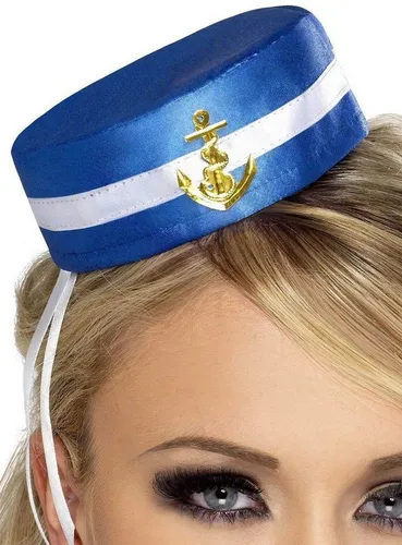 Metamorph Kostüm Matrosenkäppi Mini-Hut, Pillbox-Hütchen im Marine-Look
