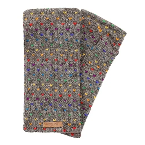 McRon Damen Gestrickte Pulswärmer Stulpen Modell Ines Regenbogen Naturbraun 2 92R