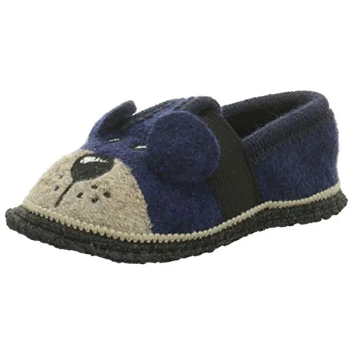 Beck Unisex Kinder Teddy Niedrige Hausschuhe, Blau, 29 EU - Bequeme Hausschuhe aus Wolle mit rutschfester Gummisohle, perfekt für warme Füße und unbeschwertes Spielen zu Hause.