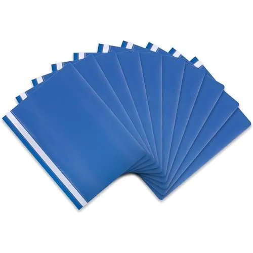 itenga 10er Pack Schnellhefter A4 Plastik stabil PP Kunststoff Sicht Hefter Mappe genarbt (blau)