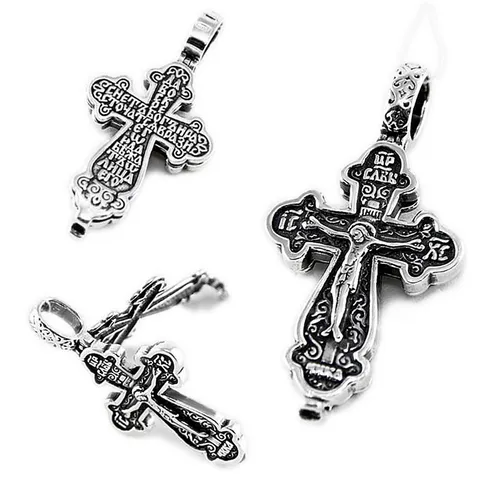 NKlaus Kettenanhänger Jesus Kreuz 925 Silber - Orthodoxes Glaubenssymbol - Anhänger für Damen aus echtem 925er Sterlingsilber, Höhe 30mm, hochwertig verarbeitet. Ein bedeutungsvolles Geschenk für jeden Anlass.