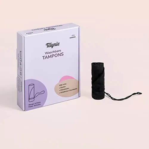 Taynie Waschbare Tampons 8Stk – Wiederverwendbare Tampons aus Bio-Baumwolle Alternative zu Einwegtampons, saugstark & hautfreundlich, 90 °C waschbar, mit Rückholbändchen (ultra)