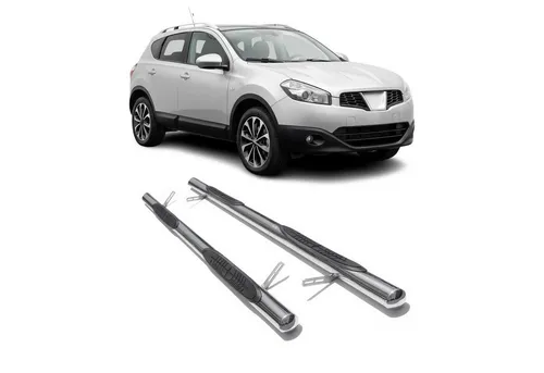 OMAC Kfz-Schmutzfänger Edelstahl Schwellerrohre für Nissan Qashqai +2 NJ10 2008-14, 2-tlg., Rutschfest, Haltbar, Aerodynamik