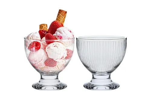 KONZEPT Eisschale Eisbecher Glas Set, 8-tlg - Elegante Eisschalen aus Glas mit 405 ml Fassungsvermögen, ideal für kreative Schichtdesserts und Snacks. Robust, spülmaschinenfest und perfekt für jeden Anlass.