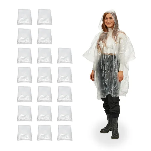Regenponcho Einweg Poncho Notfall Regencape 20 Stück Polyethylen Regenponcho Set