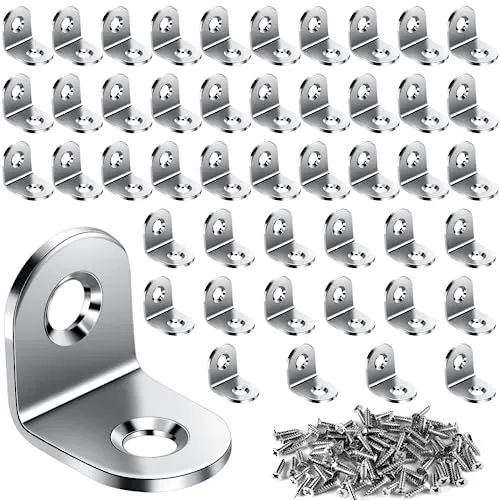 Mkitnvy 50 Stück Winkelverbinder, (20mm×20mm×16mm)Edelstahl Winkel L Klammern Eckwinkel Mit Schrauben Wird für die Installation,Schraube für Anbau Winkel Bracket Möbel Tabelle Stuhl Bücherregal