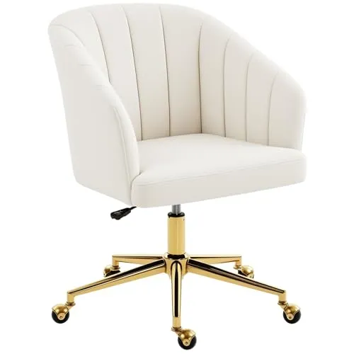 HOMCOM Schreibtischstuhl mit Samtoptik in beige von HOMCOM