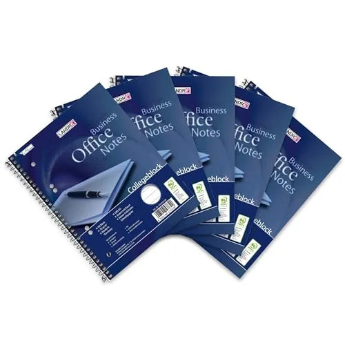 Landré Collegeblock A5 liniert, 80 Blatt, gelocht, 5 Stück