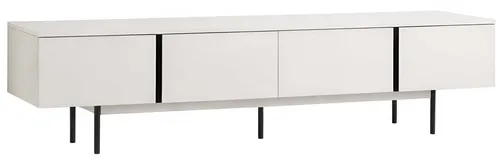 Moderne TV-Schrank in Weiß und Schwarz - Stylischer TV-Schrank aus Holz mit 4 Schubladen, ideal für Wohnzimmer. Maße: 208 x 45 x 56 cm. Hochwertige Verarbeitung und modernes Design für ein elegantes Ambiente.