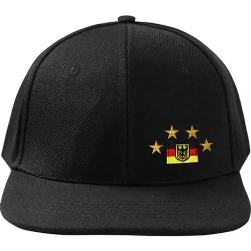 EXPRESS-STICKEREI Kappe mit Deutschland Flagge EM Deutschland Fußballfan Fanartikel | Sport Freizeit Basecap | Outdoor Cap mit Verschluss verstellbare Snapback | Fußball | Einheitsgröße