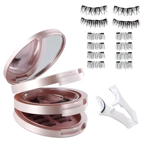 3D Magnetische Wimpern Set – 4 Paare für einen natürlichen Look - Künstliche Wimpern: Wiederverwendbar und wasserdicht, bieten sie einen festen Halt ohne Kleber – ideal für Make-up und besondere Anlässe.
