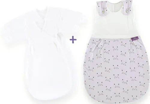 Träumeland Babyschlafsack Set Schmusekatze - 3 tlg. für gesunden Babyschlaf - Schlafsäcke für Babys, antimon- und schadstoffgeprüft, mit doppelt regulierbarer Belüftung für optimales Schlafklima und Überwärmungsschutz.