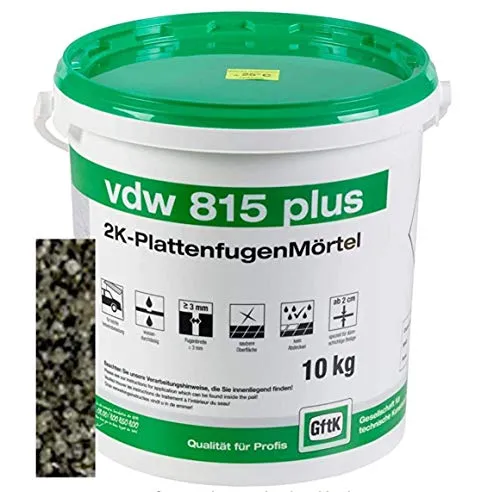 vdw 815 plus 2K-Fugenmörtel 10kg Steingrau - Fugenmörtel für langlebige und flexible Fugen, ideal für Innen- und Außenanwendungen, bietet hohe Widerstandsfähigkeit gegen Feuchtigkeit und Temperaturänderungen.