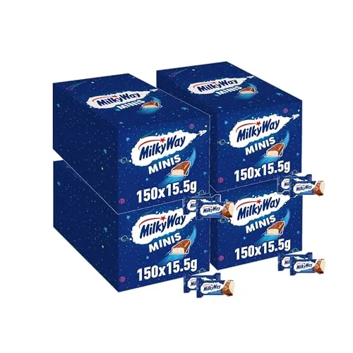 Milky Way Minis Catering 4x 150g - Leckere Mini-Schokoriegel gefüllt mit cremiger Candy-Creme, ideal für Feiern und Anlässe. Perfekt als Snack für Kindergeburtstage oder Feiertage.