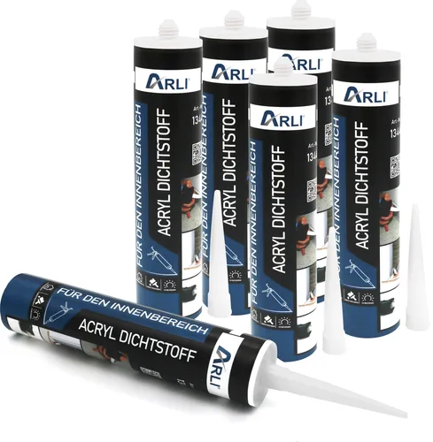 6x ARLI Acryl 310ml weiß überstreichbare Dichtstoff Universal Bauacryl Maleracryl Fugendichter Dichtmasse