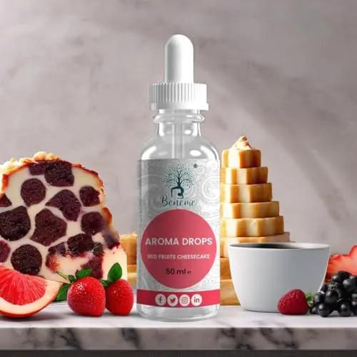 Beneme Aroma Drops Red Fruits Cheesecake | Kalorienfreie & Zuckerfreie Aroma Drops | Vegan – Perfekt für Shakes, Smoothies, Quark, Kaffee & Skyr – 50 ml