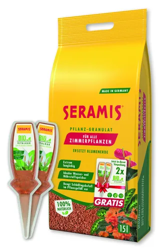 Seramis Pflanz-Granulat für Zimmerpflanzen 15 l + 2 Bio-Vitalkuren gratis