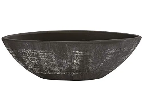 Dehner Jardiniere Romy, Länge 36 cm, Höhe 10 cm, Keramik, Dunkelbraun