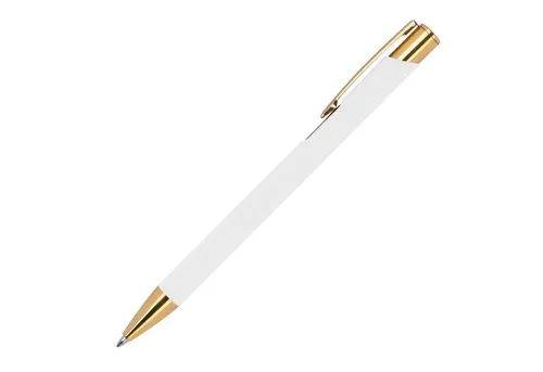 Easy Gifts Kugelschreiber Kugelschreiber aus Metall / mit goldenen Applikationen / Farbe: weiß