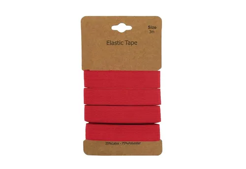 maDDma Gummiband 3 m Gummiband 15 mm Gummilitze Gummi elastisches Band Flachgummi, rot