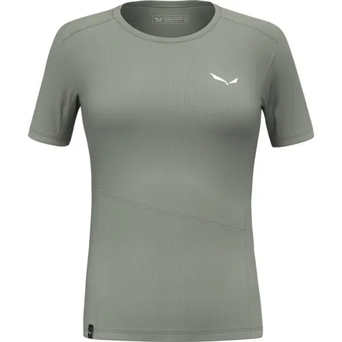 Salewa Women's Puez Sporty Dry T-Shirt - Funktionsshirt in Grau - Leichtes und atmungsaktives Kurzarmshirt in Größe 38, ideal für Wandern und Trekking. Das Stretch-Material sorgt für optimale Bewegungsfreiheit.