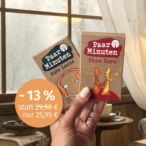 PaarMinuten Doppelpack - Doppelte Unterhaltung für Paare - Kartenspiele für Paare mit über 100 Gesprächsimpulsen, kompakt und sofort einsatzbereit. Ideal für gemeinsame Zeit und nachhaltige Unterhaltung.