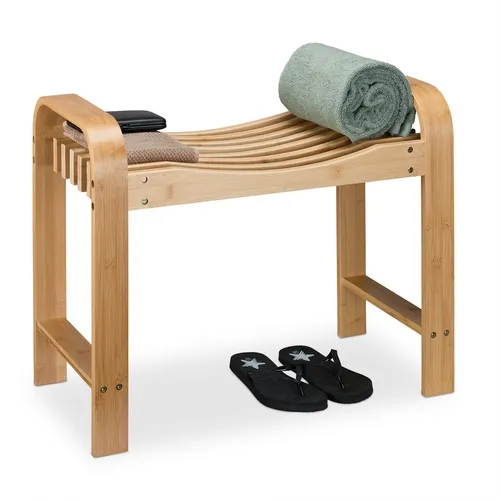 Badhocker Badezimmersitzbank aus Bambus - Bürostühle: Robuste und stilvolle Sitzbank aus Bambus mit ergonomischer Sitzhöhe von 45 cm, ideal für Badezimmer und mehr.