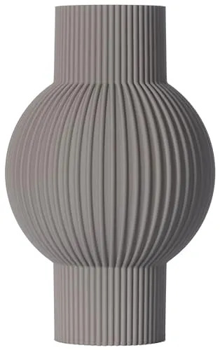 3D Vase Dekovase Bella 30cm Bodenvase Blumenvase Deko Vase Pampasgras Trockenblumen (Hellgrau)