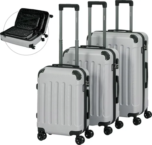Arebos Koffer Reisekoffer 3er Set Hartschalen Trolley M-L-XL