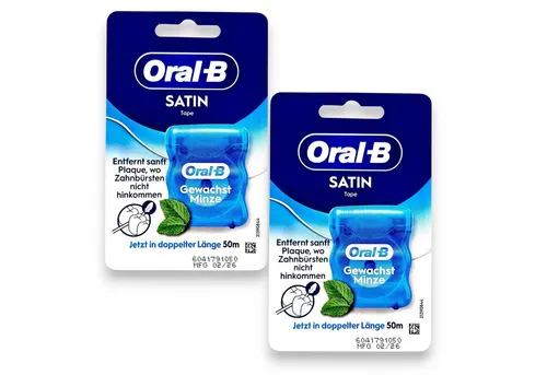 Oral-B Zahnseide 2x Oral-B SatinTape Zahnseide gewachst Minze 2x 50m, (0-St)