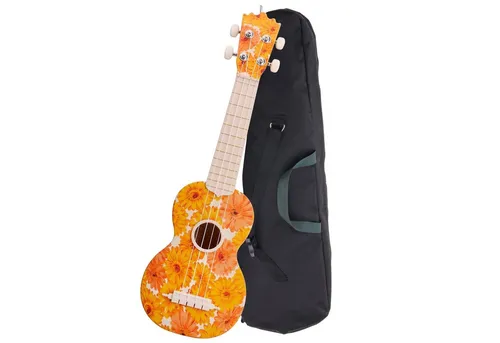 Classic Cantabile BeachBuddy Beachflower Sopran-Ukulele - Sonstige Zupfinstrumente, robustes ABS-Material für Outdoor-Aktivitäten, trotzt Feuchtigkeit und Temperaturschwankungen, inklusive praktischem Nylon Gigbag.