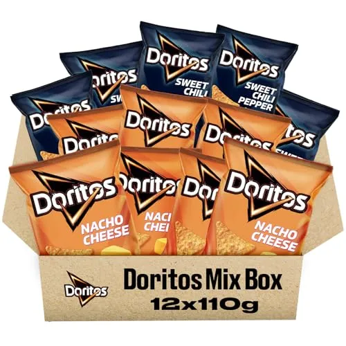 Doritos Mix - Herzhafter Snack zum Knabbern aus Mais: 7x Doritos Nacho Cheese + 5x Doritos Sweet Chili Pepper (12 x 110g)