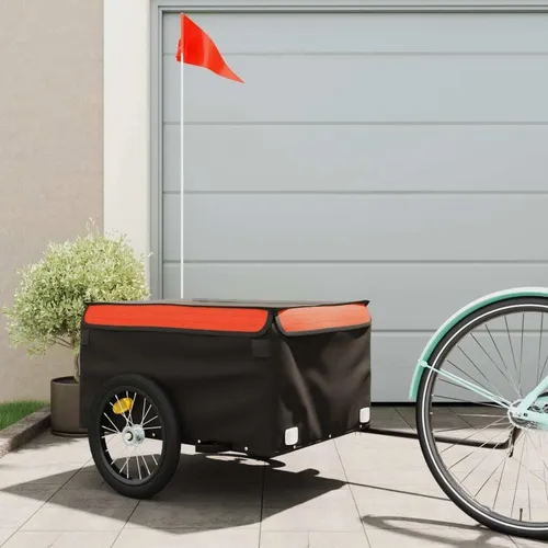 Maison Exclusive Fahrradanhänger Schwarz und Orange mit 45 kg Tragfähigkeit
