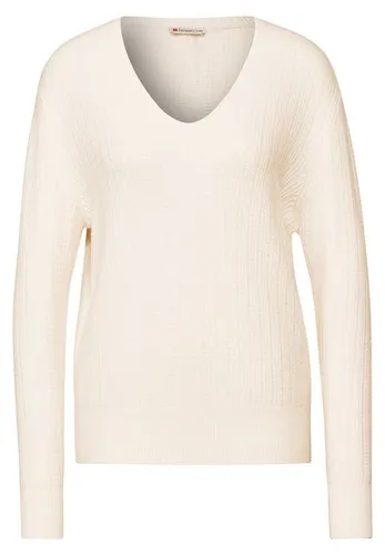 STREET ONE Damen A303041 Kuscheliger V-Neck Pullover, Lucid White, 40 EU - Pullover für Damen mit V-Ausschnitt aus softem Viskosemix, ideal für gemütliche Tage und stilvolle Outfits.