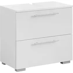 Schildmeyer Waschbeckenunterschrank Carlos – Praktischer Stauraum in Matt Weiß - Waschtischunterschrank aus feuchtigkeitsbeständigem MDF mit Klapptür und Schublade. Ideal für Handtücher und Badzubehör. Made in Germany, inklusive Montageanleitung.