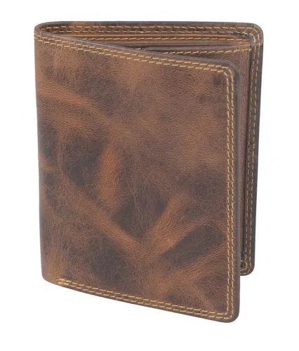 GlücksNugget Herren Geldbörse aus Leder – Dunkelbraun mit RFID-Schutz - Stilvolle Herren Geldbörse im Hochformat aus hochwertigem Leder. Mit RFID-Schutz für sichere Aufbewahrung von Karten und Bargeld.