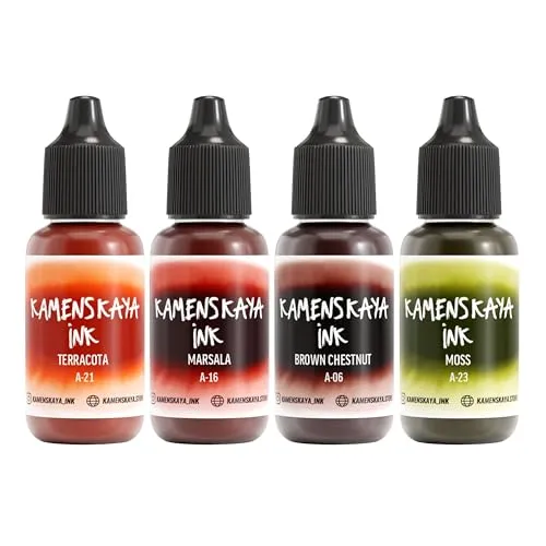 KAMENSKAYA Alcohol Ink Set #30: Farbkombination von Alkoholtinten, 4 Stück. Je 15 ml