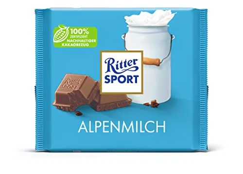 Ritter Sport Alpenmilch 250g - Genießen Sie die cremige Vollmilchschokolade von Ritter Sport in der praktischen 250g Packung. Ideal zum Teilen und Verschenken bei besonderen Anlässen – für unvergessliche Genussmomente!