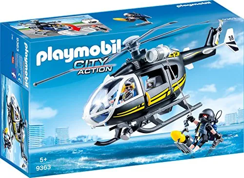 PLAYMOBIL City ACTION Polizei SWAT SEK Polizeiauto - Rettungsspielzeug mit SEK Helikopter für spannende Einsätze und actionreiche Abenteuer im Kinderzimmer.