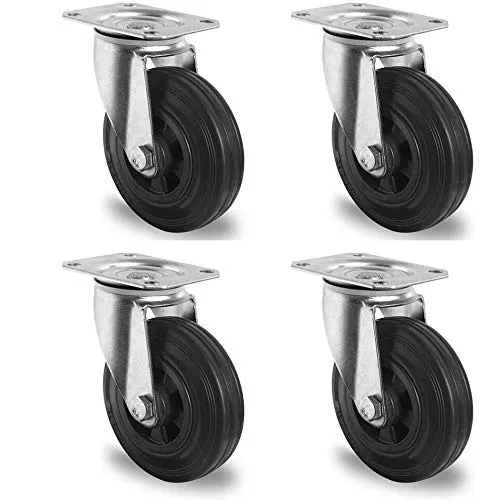 Rollensatz 4 Lenkrollen 200 mm Vollgummi schwarz